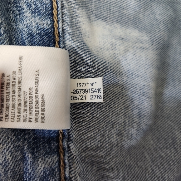 American Eagle Drawstring Waist Light Wash Chambray Cargo Joggers-Size 00 - Picture 15 of 15